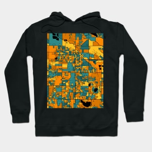 Fort Collins Map Pattern in Orange & Teal Hoodie